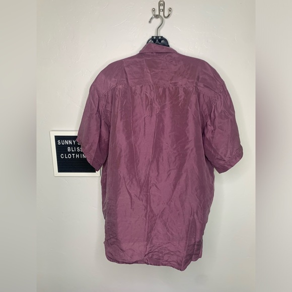 Winner 80s Silk Sueded Purple Boxy Short Sleeve Button Up Men’s Shirt Size Large - Picture 6 of 7